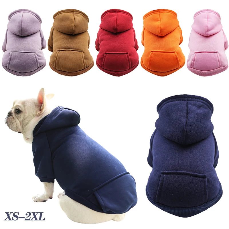 Winter Dog Hoodie Sweatshirts with Pockets Warm Dogs Clothes for Small Dogs Chihuahua Coat Puppy Cat Custume French Bulldog